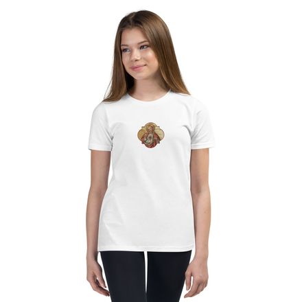 Embroidered Youth Staple Tee, Sacred Heart of Jesus, eq75pu design