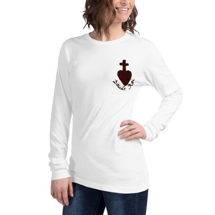 Unisex Long Sleeve Tee, Sacré Coeur, Dieu de Roi, Vendée Chouan, obymh4 design, left chest