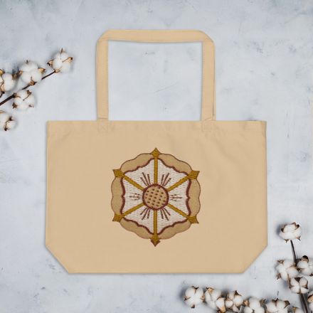Large Eco Tote, Monstrance with Golden Pattern, eneyoj