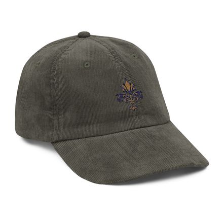 Vintage Corduroy Cap, Fleur de Lys, clffhc 