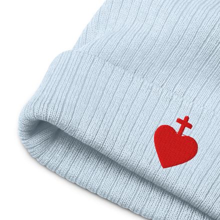 Ribbed Knit Beanie, Sacred Heart of Jesus, 7ugqf9 design