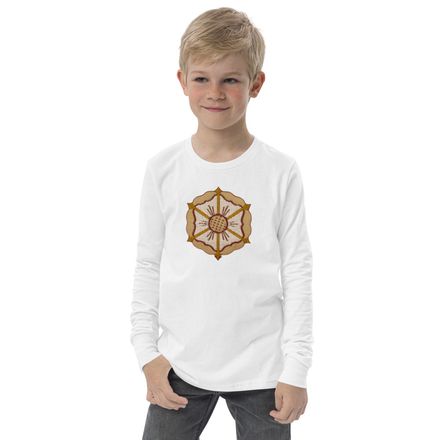 Youth Long Sleeve Tee, Monstrance with Golden Pattern, eneyoj
