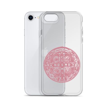 Clear Case for iPhone, St. Benedict Medal, 4ouume design, pink