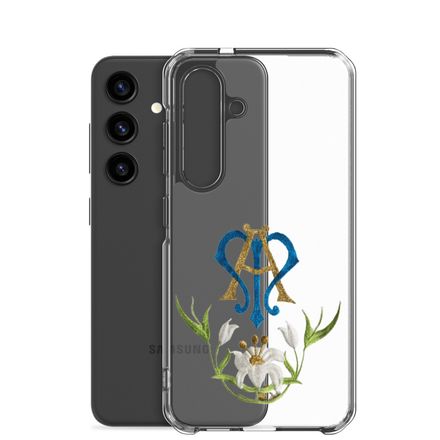 Clear Case for Samsung, Auspice Maria, Crest with bottom flowers, ber1mq