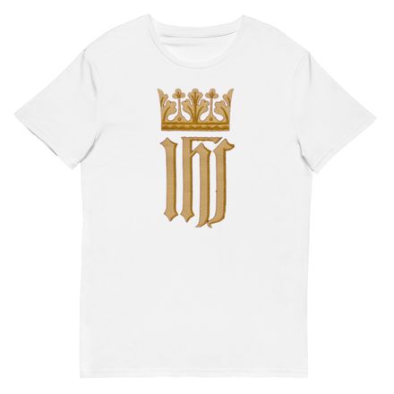 Men&#x27;s Premium Cotton T-Shirt, IHS with Crown, Golden Pattern, nlxdo1 