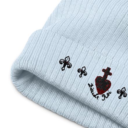 Ribbed Knit Beanie, Sacré Coeur, Dieu de Roi, Vendée Chouan, obymh4, Fleur de Lys wave pattern