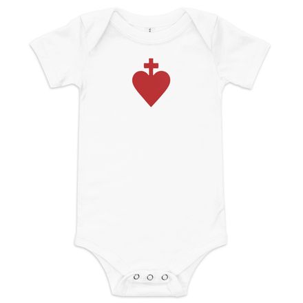 Baby Short Sleeve One Piece , Sacred Heart of Jesus, yjegla design 