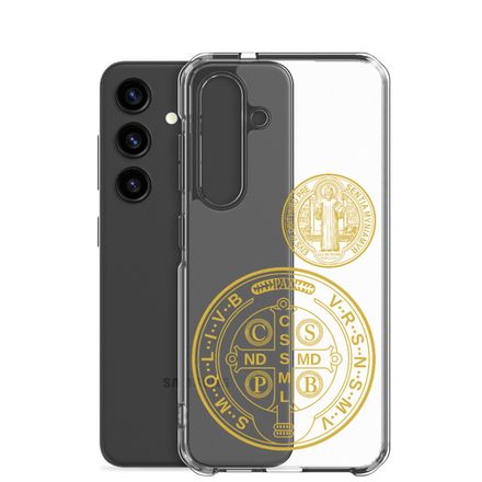 Clear Case for Samsung, St. Benedict Medal, filt5a design, gold