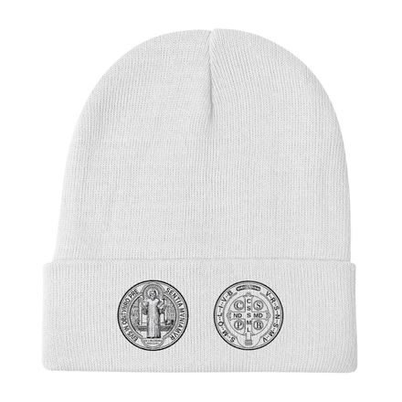 Knit Beanie, St. Benedict Medal, filt5a design