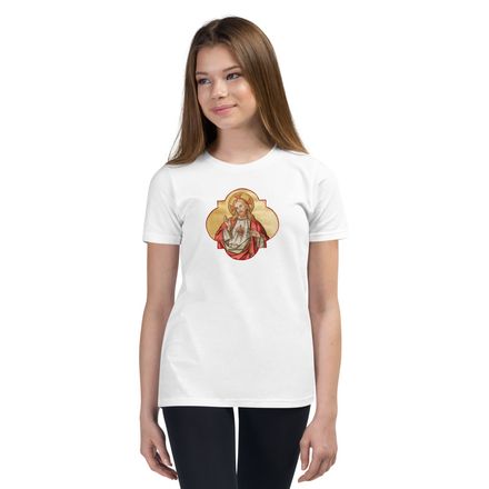 Youth Staple Tee, Sacred Heart of Jesus, eq75pu design