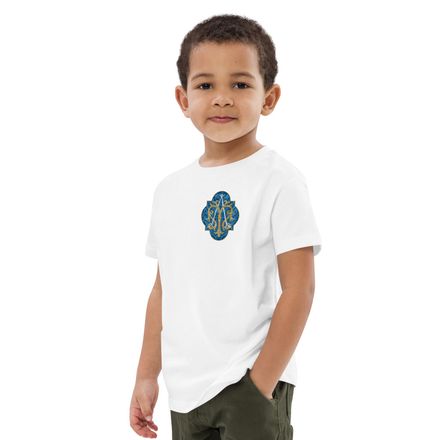 Organic Cotton Kids T-Shirt, Auspice Maria, Crest with rounded Cross, u3bkt0, left chest