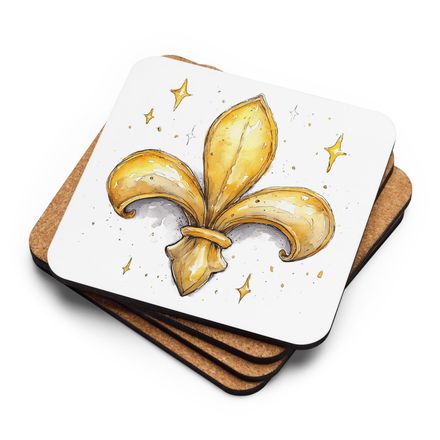 Cork-Back Coaster, Fleur de Lys, juffrs