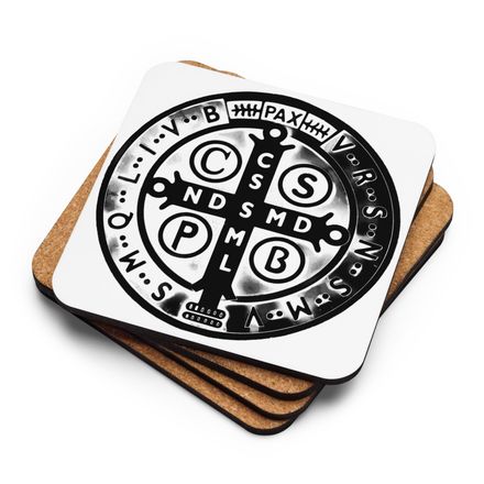 Cork-Back Coaster, St. Benedict Medal, oih8m5 design