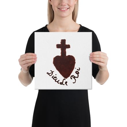 Canvas Print, 12x12, Sacré Coeur, Dieu de Roi, Vendée Chouan, obymh4 design