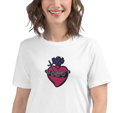 Embroidered Women&#x27;s Relaxed T-Shirt, Immaculate Heart Of Mary, g6e1do design