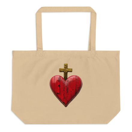 Large Eco Tote, Sacred Heart of Jesus, yjegla design