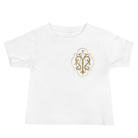 Baby Staple Tee, Auspice Maria, Crest with outer edge, kdegvj, left chest