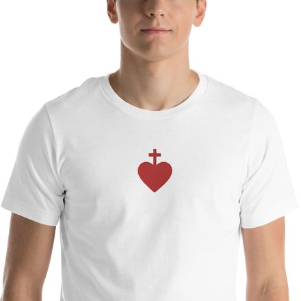 Embroidered Unisex Staple T-Shirt, Sacred Heart of Jesus, 7ugqf9 design