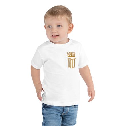 Toddler Staple Tee, IHS with Crown, Golden Pattern, nlxdo1, left chest