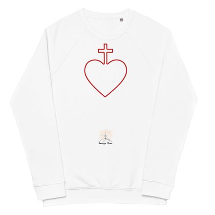 Unisex Organic Raglan Sweatshirt, Sacred Heart of Jesus, 7ugqf9 hollow design