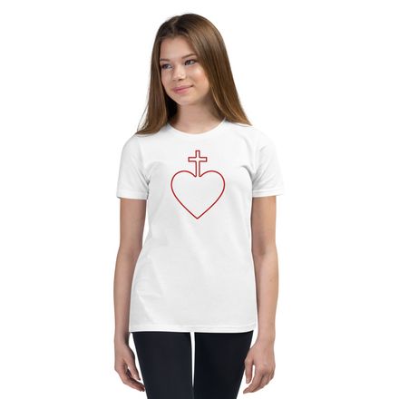 Youth Staple Tee, Sacred Heart of Jesus, 7ugqf9 hollow design