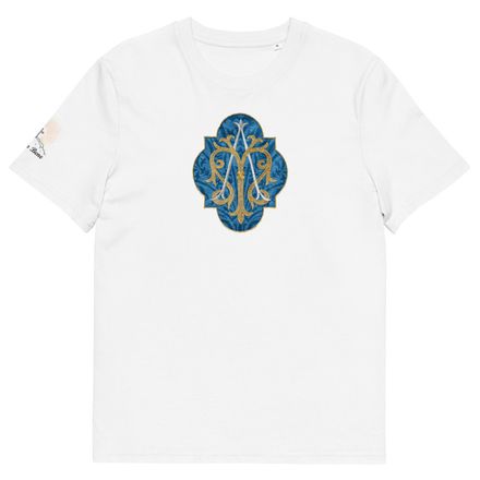 Unisex Organic Cotton T-Shirt, Auspice Maria, Crest with rounded Cross, u3bkt0