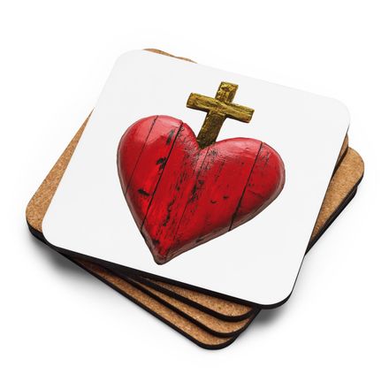 Cork-Back Coaster, Sacred Heart of Jesus, 9i93k9 design