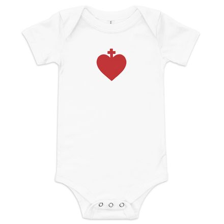 Baby Short Sleeve One Piece , Sacred Heart of Jesus, zhw6bo design 