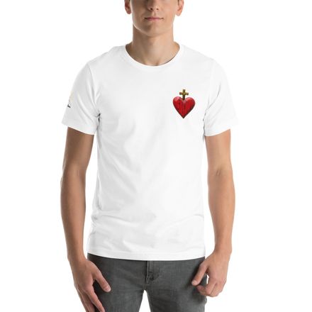 Unisex Staple T-Shirt, Sacred Heart of Jesus, 9i93k9 design, left chest