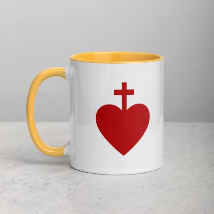 White Ceramic Mug with Color Inside, 11oz &amp; 15oz, Sacred Heart of Jesus, 7ugqf9 design