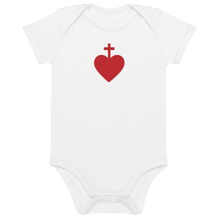 Organic Cotton Baby Bodysuit, Sacred Heart of Jesus, 7ugqf9 design 