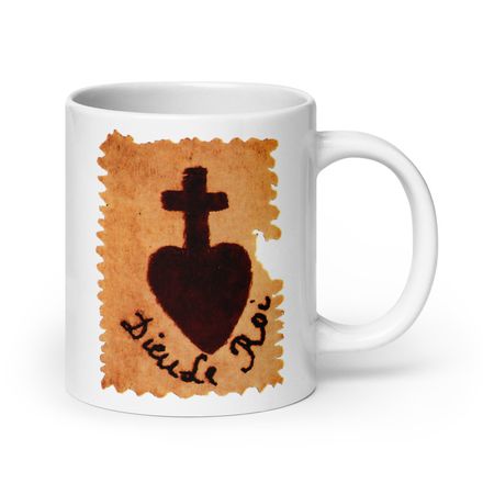   White Glossy Mug, 20oz, Sacré Coeur, Dieu de Roi, Vendée Chouan, sqpbrl design