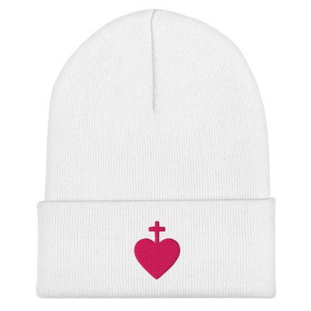Cuffed Beanie, Sacred Heart of Jesus, 7ugqf9, pink