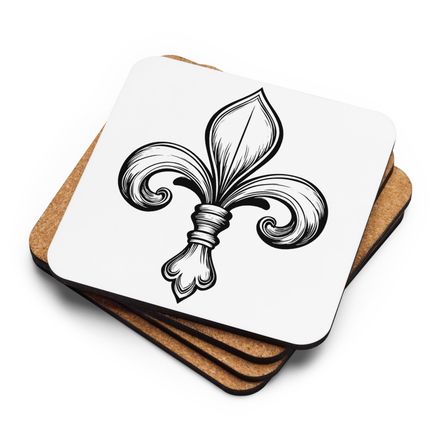 Cork-Back Coaster, Fleur de Lys, 4g3tyi