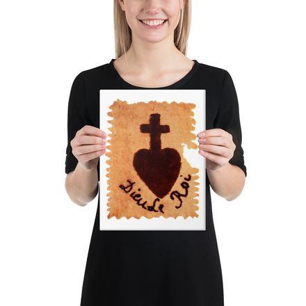 Canvas Print, 9x12, Sacré Coeur, Dieu de Roi, Vendée Chouan, sqpbrl design