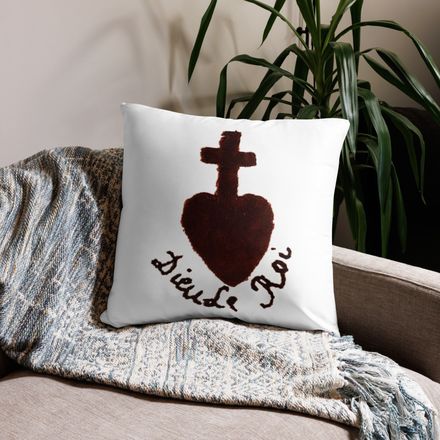 Pillow case 22x22, Sacré Coeur, Dieu de Roi, Vendée Chouan, obymh4 design