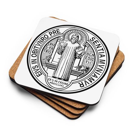 Cork-Back Coaster, St. Benedict Medal, debxwe design