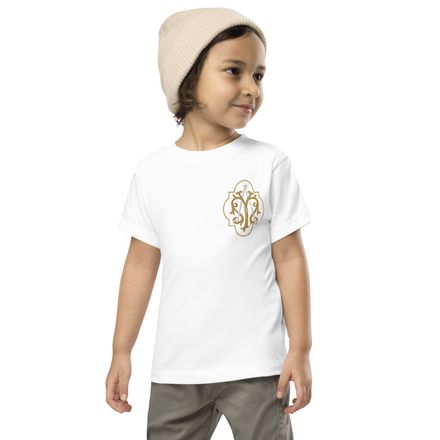 Embroidered Toddler Staple Tee, Auspice Maria, Crest with outer edge, kdegvj, left chest