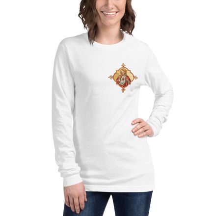 Unisex Long Sleeve Tee, Sacred Heart of Jesus, uyzh4h design, left chest