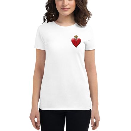Women&#x27;s Fashion Fit T-Shirt, Sacred Heart of Jesus, 9i93k9, left chest