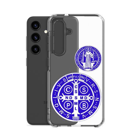 Clear Case for Samsung, St. Benedict Medal, idjfae design, blue