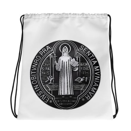 Drawstring Bag, St. Benedict Medal, ej0ojq design