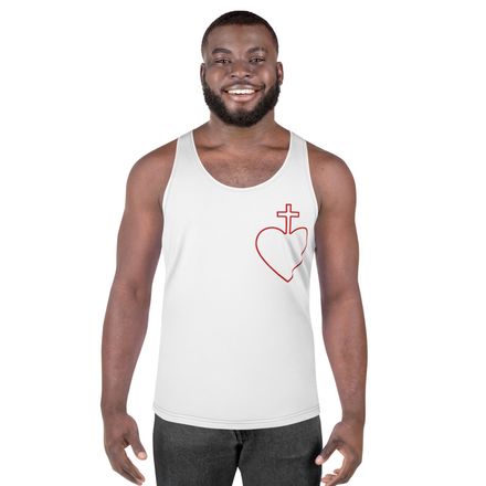 Men&#x27;s Tank Top, Sacred Heart of Jesus, 7ugqf9 hollow design, left chest