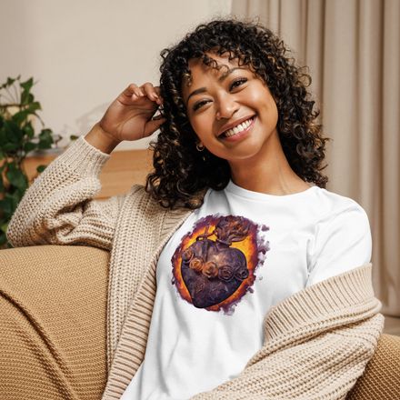 Women&#x27;s Relaxed T-Shirt, Immaculate Heart Of Mary, vfh1tk design