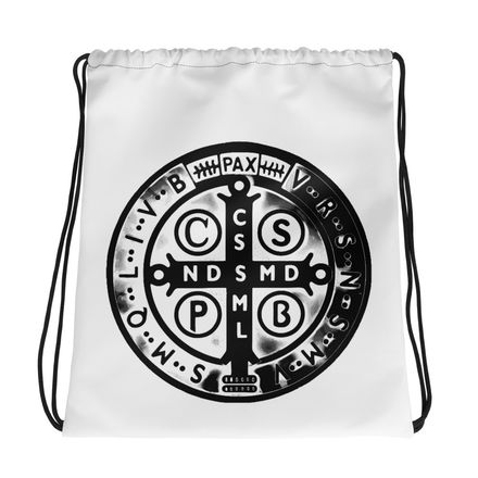 Drawstring Bag, St. Benedict Medal, oih8m5 design