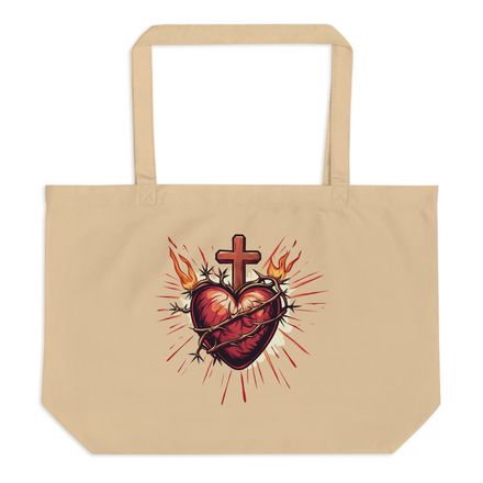 Large Eco Tote, Sacred Heart of Jesus, uetiyj design