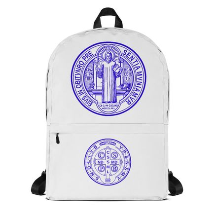 Backpack, St. Benedict Medal, filt5a design, blue