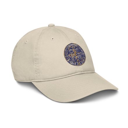 Organic Baseball Cap, St. Benedict Medal, 4ouume design