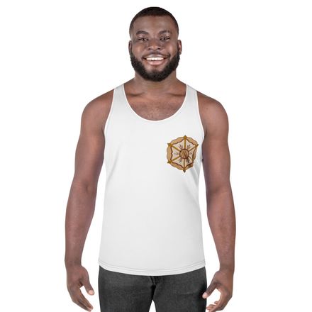 Men&#x27;s Tank Top, Monstrance with Golden Pattern, eneyoj, left chest
