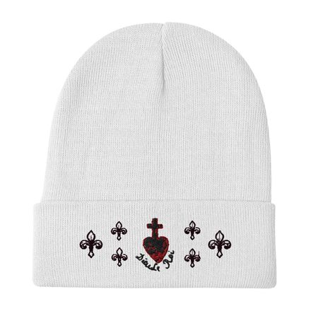 Knit Beanie, Sacré Coeur, Dieu de Roi, Vendée Chouan, obymh4 design, Fleur de Lys tri-pattern